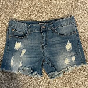 Dollhouse Dark Blue Ripped Jean Shorts
